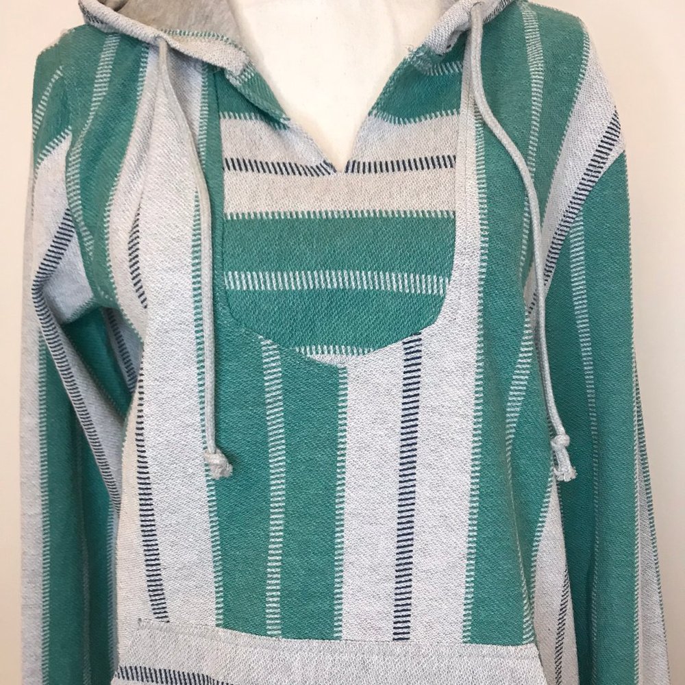 NWT Brooklyn Cloth Green & Gray Hooded Sweater Sma - Picture 2 of 8
